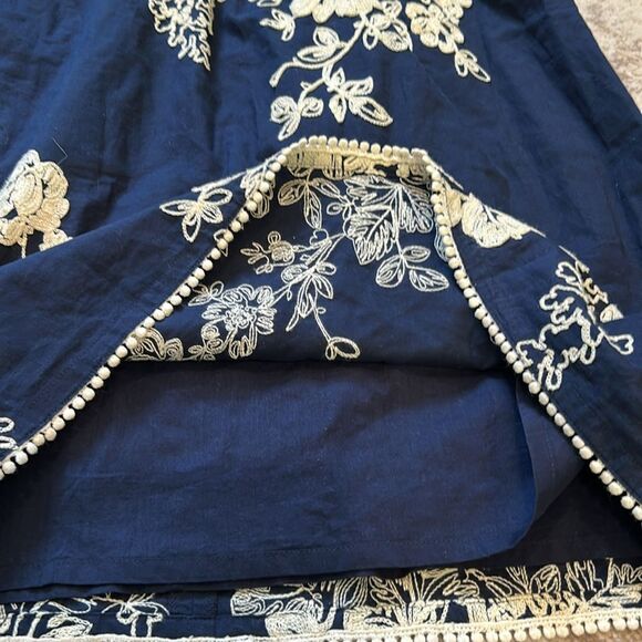 J.CREW Women's Navy Blue Ivory Mirabel Lawn Embroidered Floral Mini Dress Size 6 - Picture 8 of 9